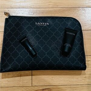 Lanvin Black Patterned Pouch with Accessories